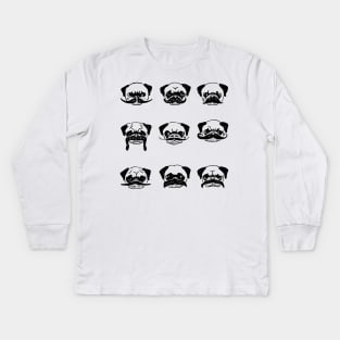 Moustaches of The Pug Kids Long Sleeve T-Shirt